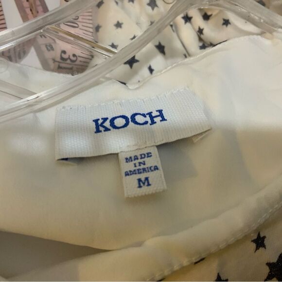 Koch Madison Ruffle Dress in cotton White black stars size M - Picture 7 of 9